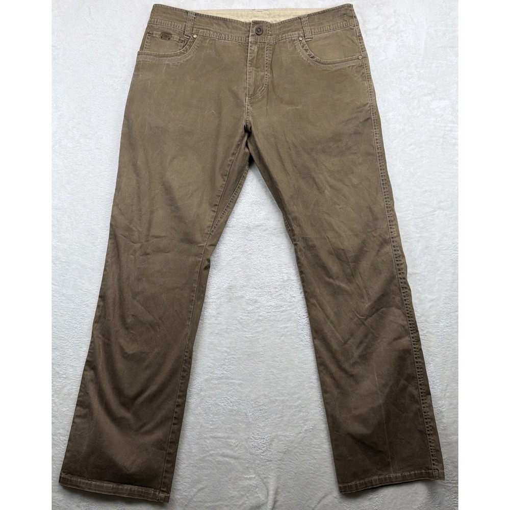 Kuhl D'LUX Pants Men's 36x32 Khaki Stretch Patina Dye Hiking Travel
